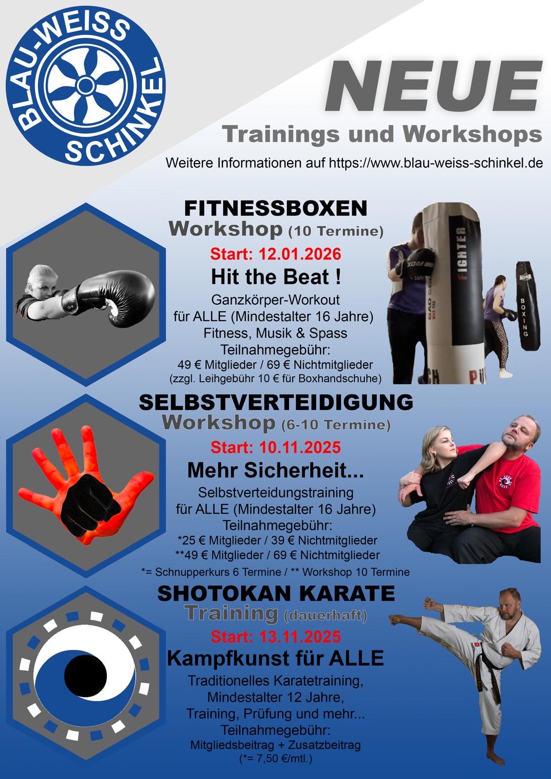 Neue Workshops Karate